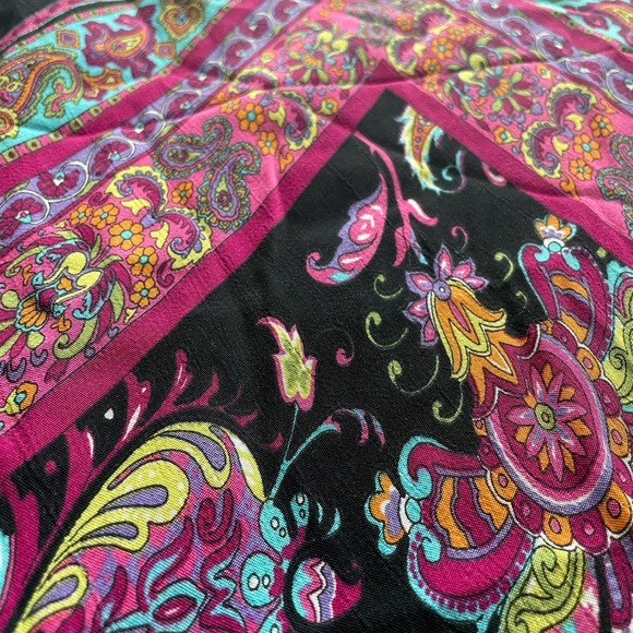 Vintage Y2K Vibrant Paisley Print Handkerchief Hem Bandana Midi Dress 8 Petite - Picture 3 of 6